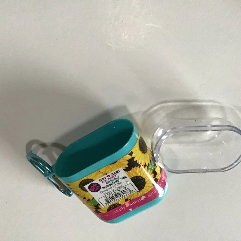 Simply Southern Travel Case for Reusable Straw Blue Clear Yellow Sunflowers